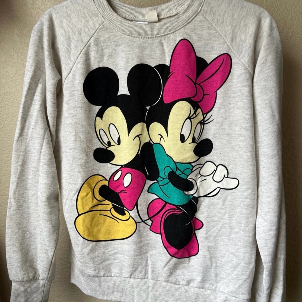 Disney Mickey and Minnie Mouse Light Gray Sweater